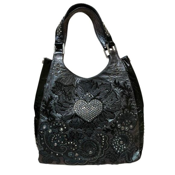 Kippys Y2K Iridescent Holo Leather Swarovski Crystal Embellished Shoulder Bag - Picture 5 of 16